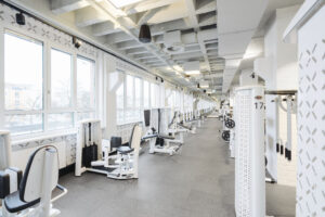 Refurbished building section D with new use as a fitness studio